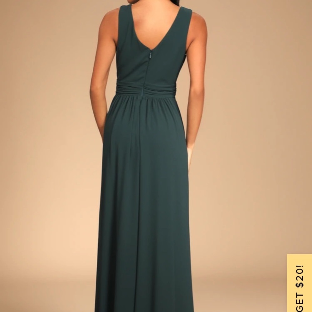 Lulus bridesmaids Thoughts of Hue Emerald Green Surplice Maxi Dress medium - Picture 3 of 14